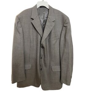 Andrew Fezza Mens Blazer Silk Worsted Wool Houndstooth Pattern Size 46‎